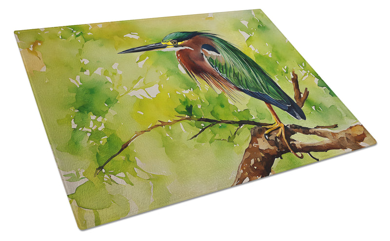 Green Heron Glass Cutting Board