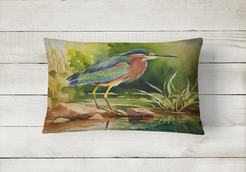 Green Heron Throw Pillow