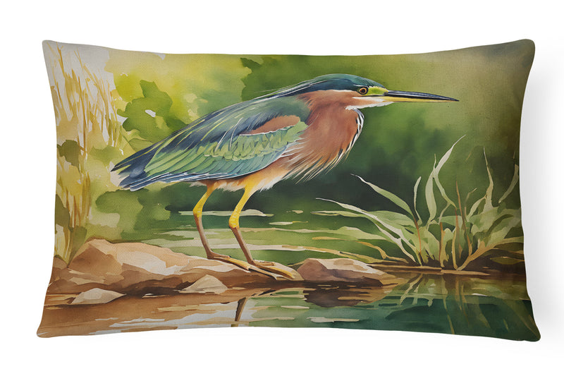 Green Heron Throw Pillow