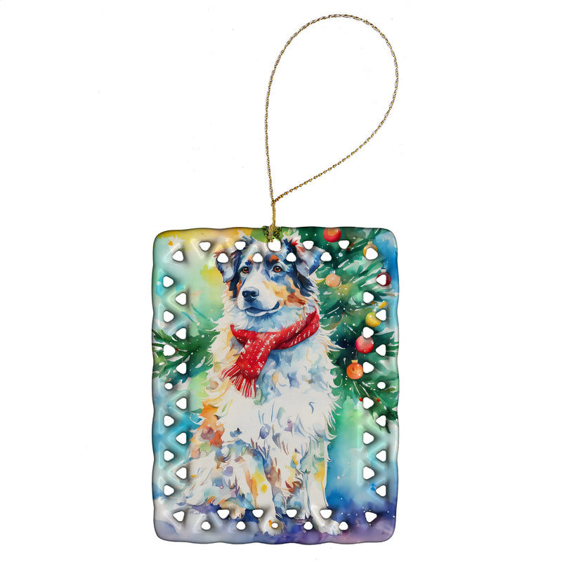 Australian Shepherd Christmas Porcelain Ornament