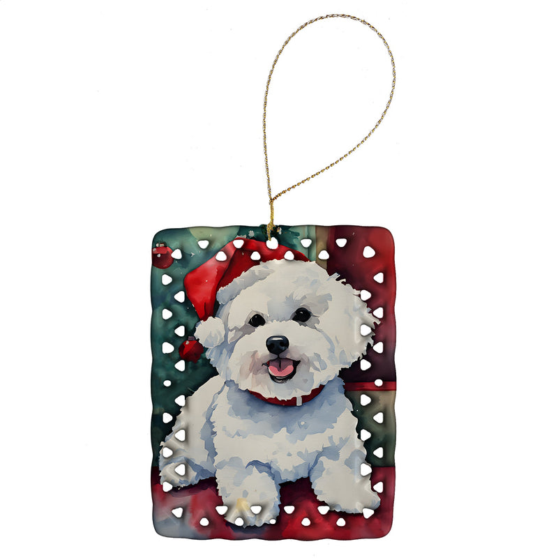 Bichon Frise Christmas Porcelain Ornament