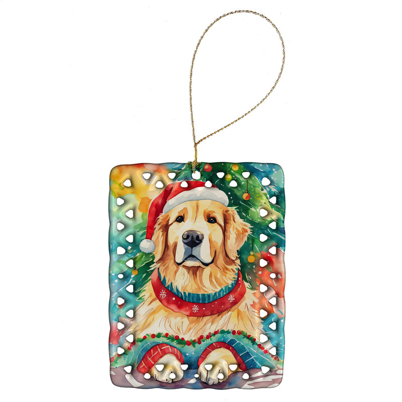 Golden Retriever Christmas Porcelain Ornament