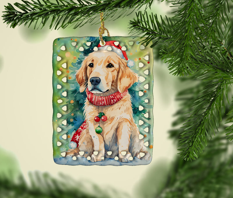 Golden Retriever Christmas Porcelain Ornament