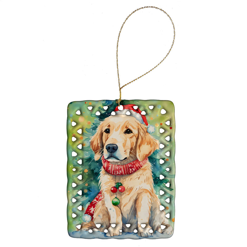 Golden Retriever Christmas Porcelain Ornament