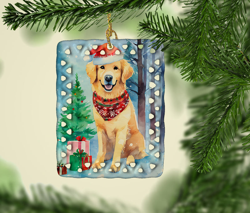 Golden Retriever Christmas Porcelain Ornament