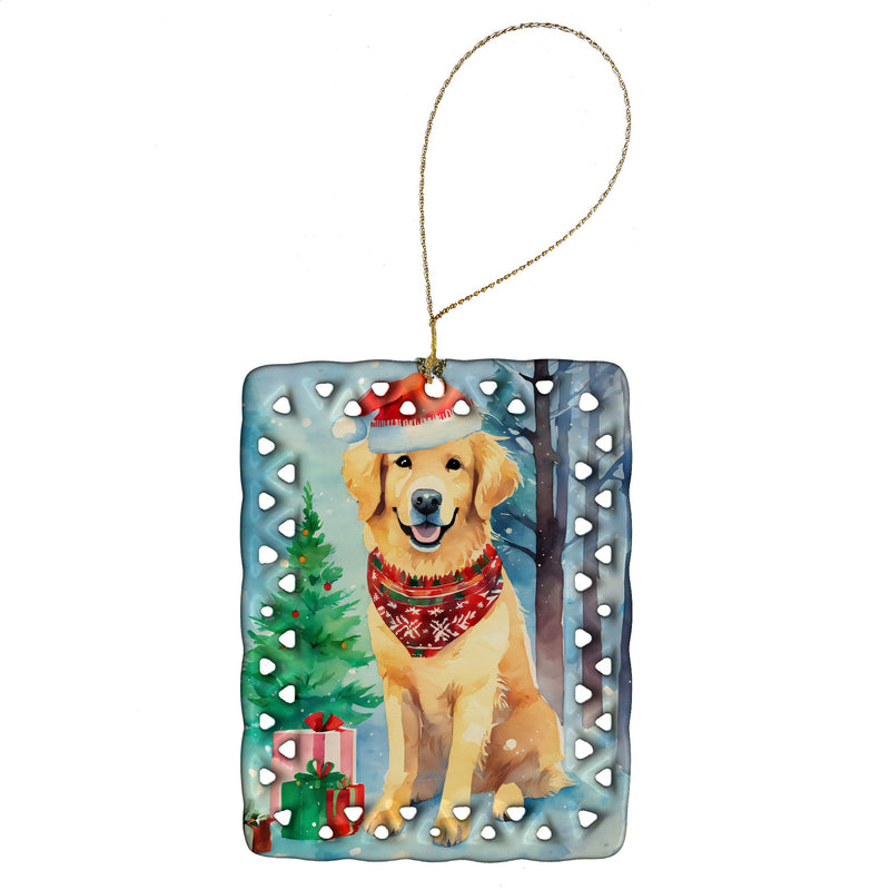 Golden Retriever Christmas Porcelain Ornament