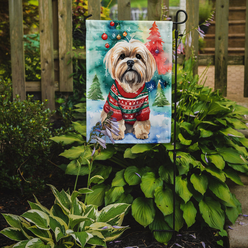 Lhasa Apso Christmas Garden Flag