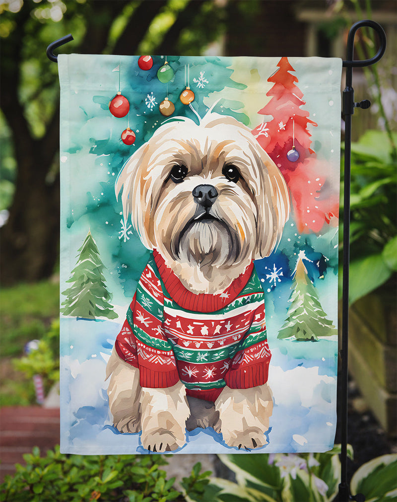 Lhasa Apso Christmas Garden Flag