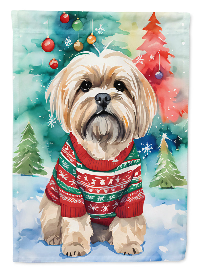 Lhasa Apso Christmas Garden Flag