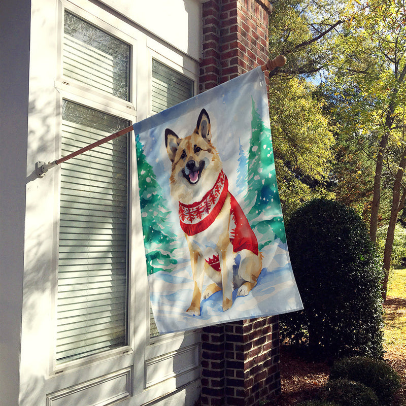 Norwegian Buhund Christmas House Flag