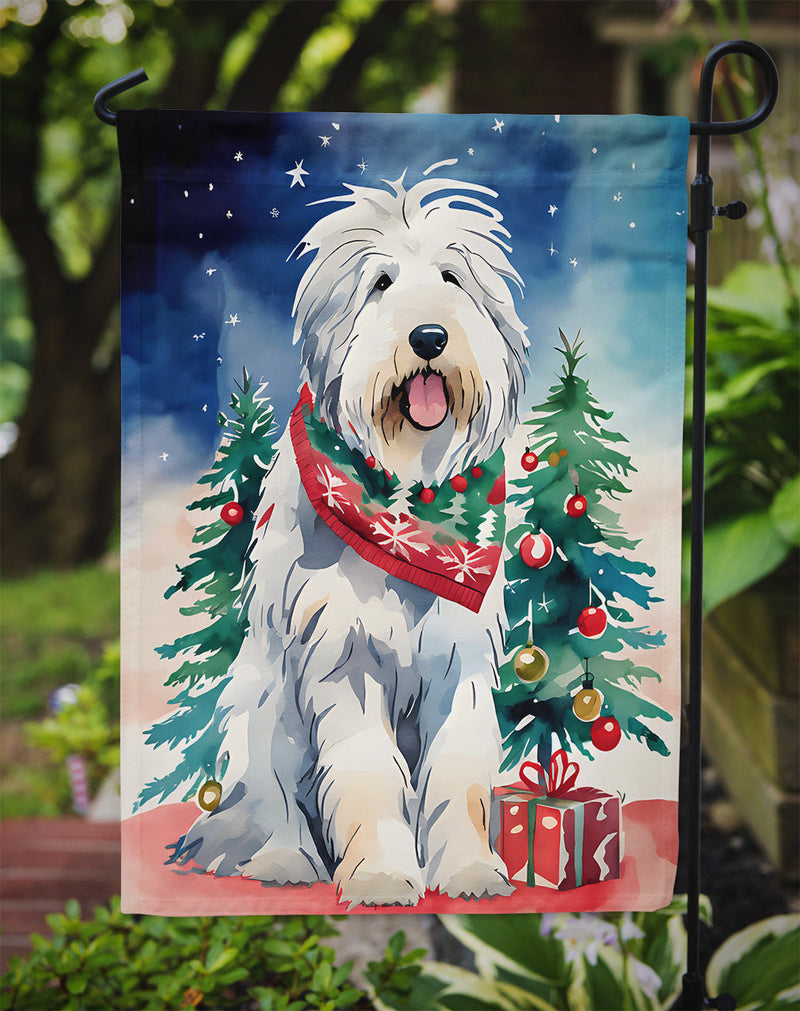 Old English Sheepdog Christmas Garden Flag