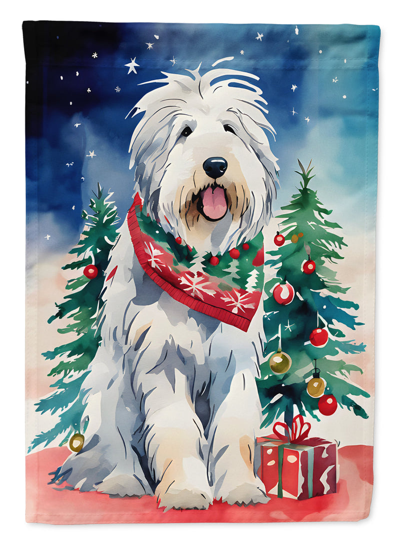 Old English Sheepdog Christmas Garden Flag