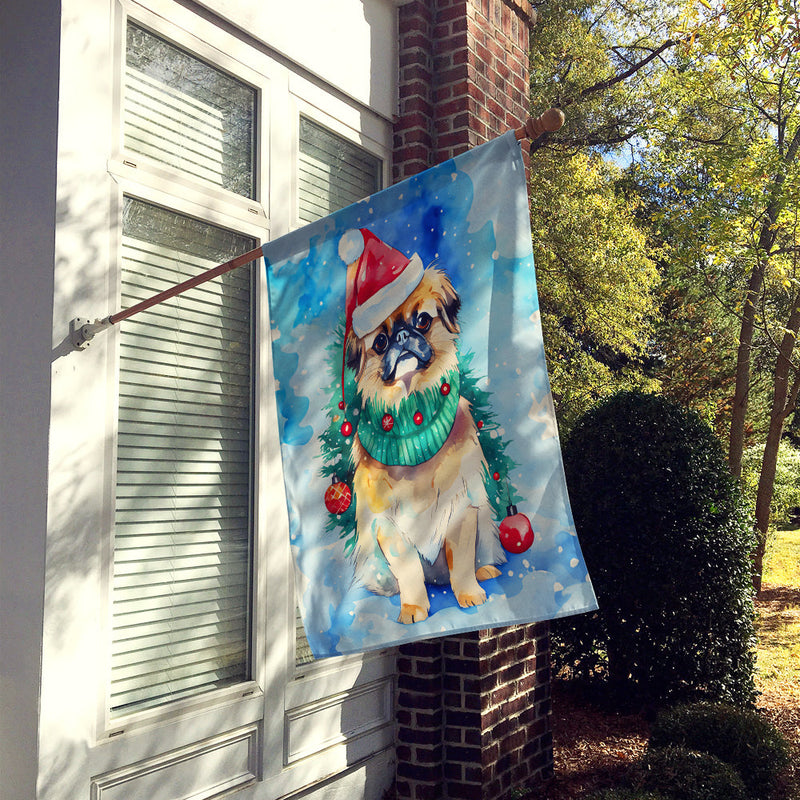 Pekingese Christmas House Flag