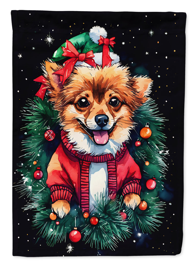 Pomeranian Christmas House Flag