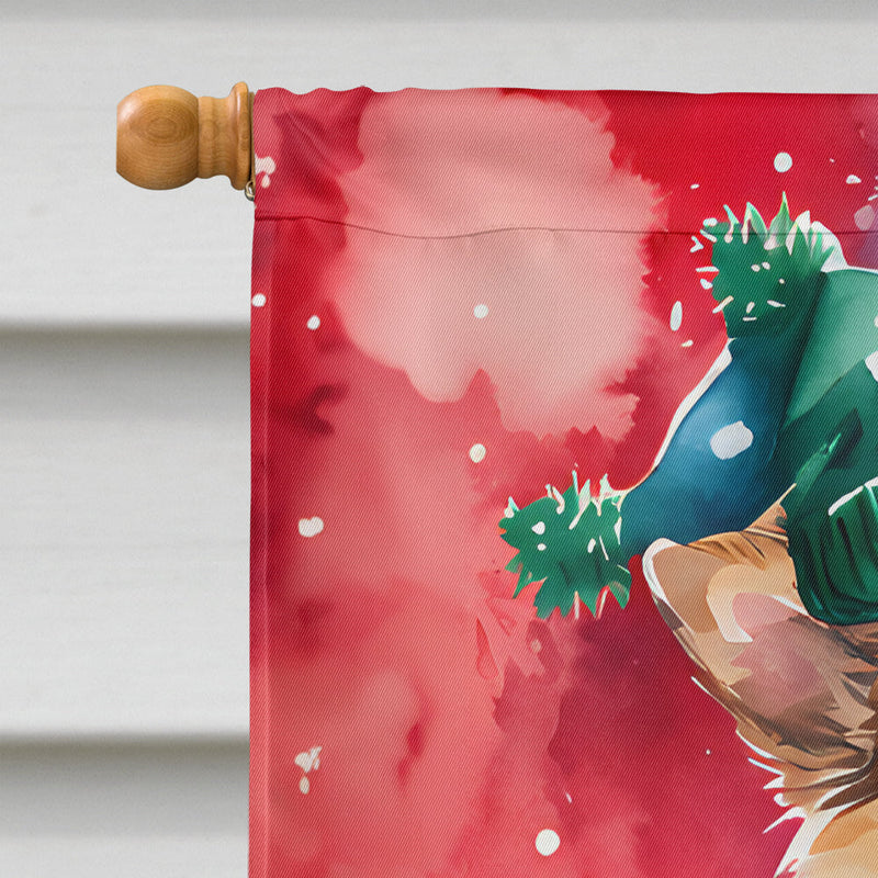 Pomeranian Christmas House Flag