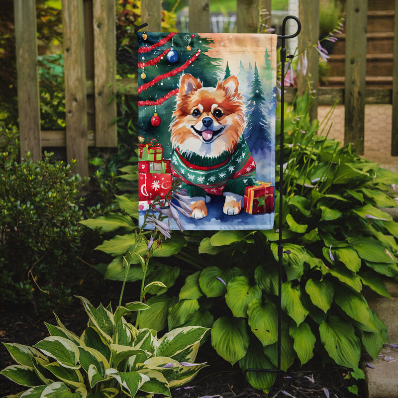 Pomeranian Christmas Garden Flag