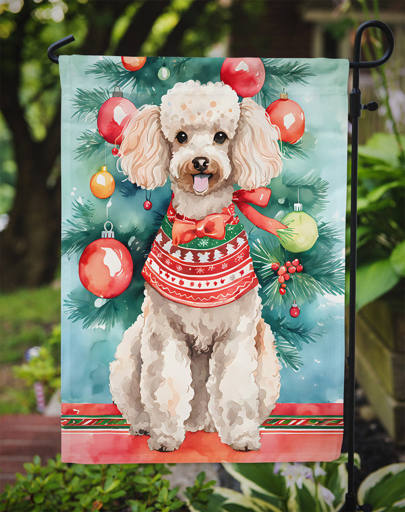 Poodle Christmas Garden Flag