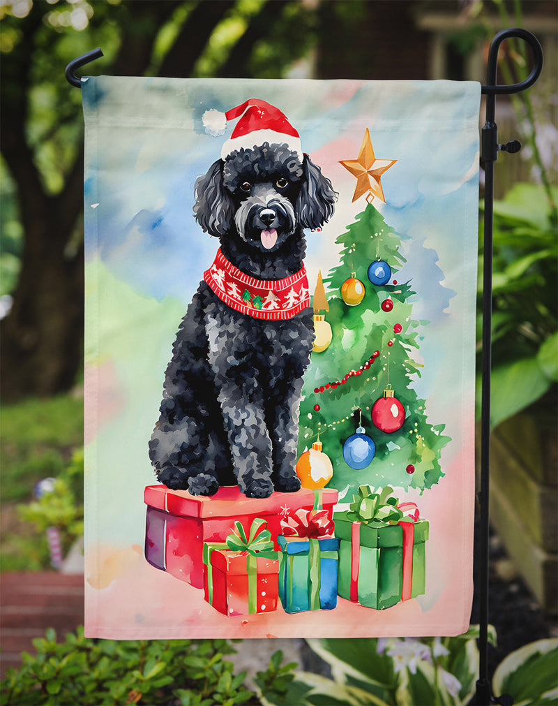 Poodle Christmas Garden Flag