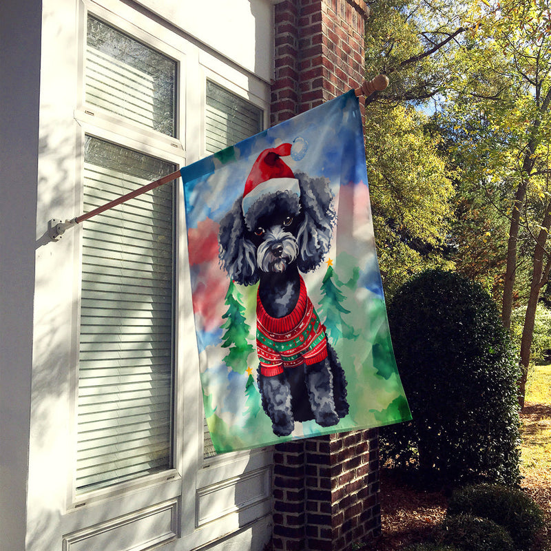 Poodle Christmas House Flag