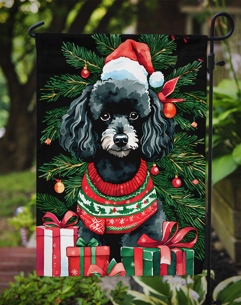 Poodle Christmas Garden Flag