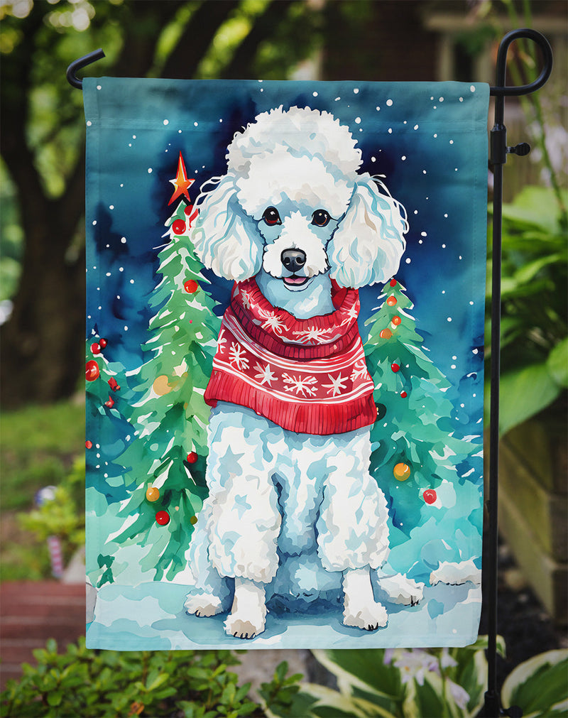 Poodle Christmas Garden Flag