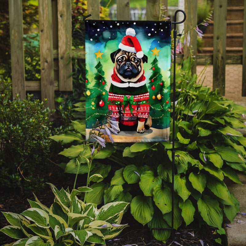 Pug Christmas Garden Flag