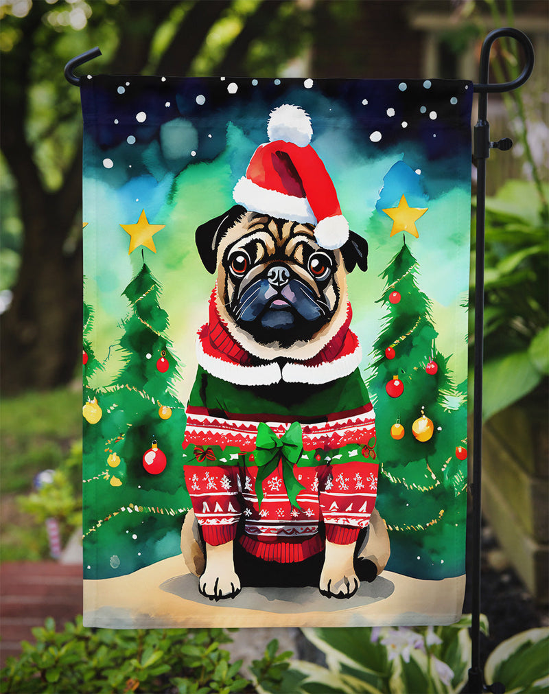 Pug Christmas Garden Flag