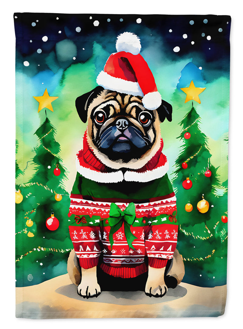 Pug Christmas Garden Flag