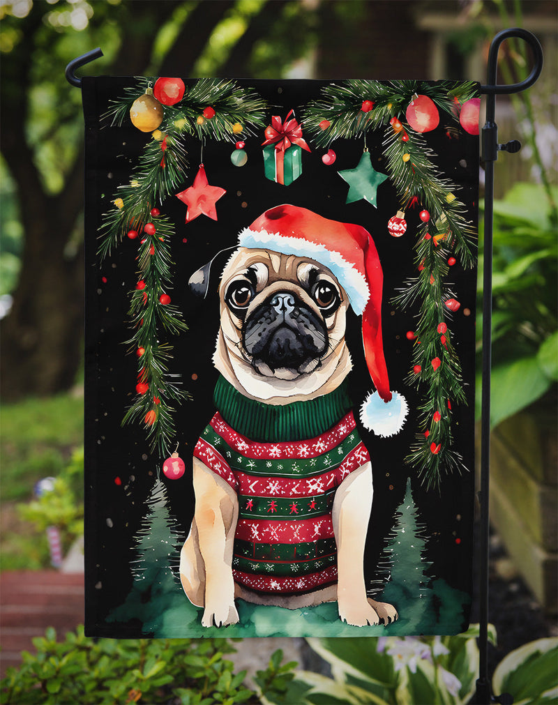 Pug Christmas Garden Flag