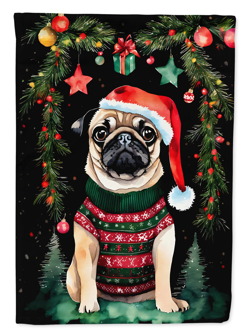 Pug Christmas Garden Flag