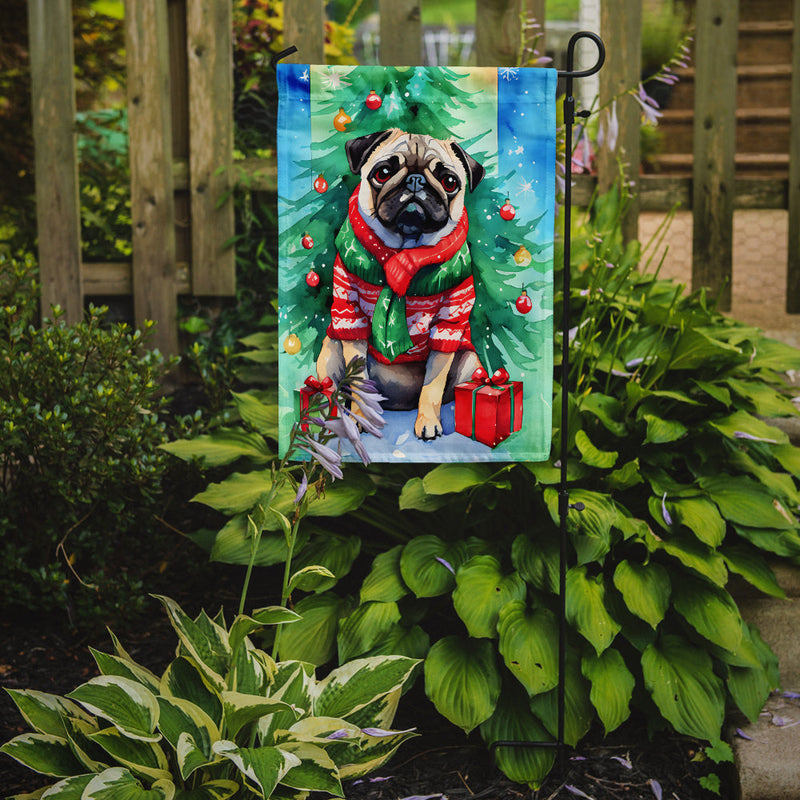 Pug Christmas Garden Flag