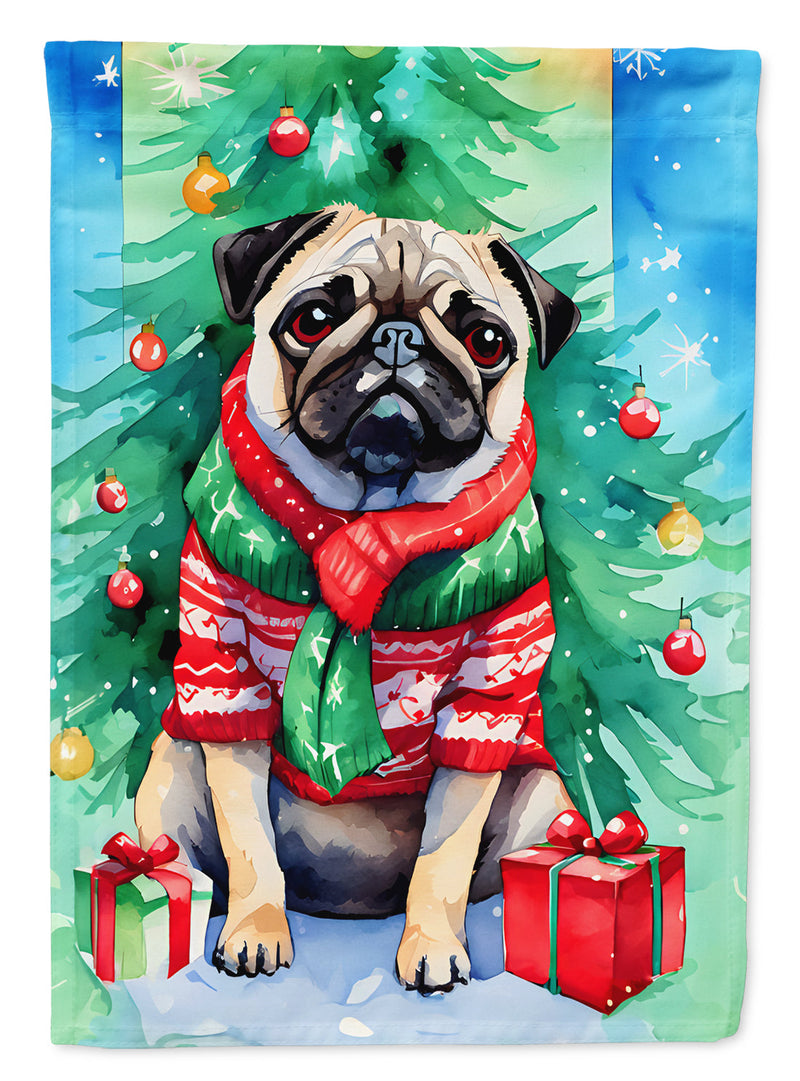 Pug Christmas Garden Flag