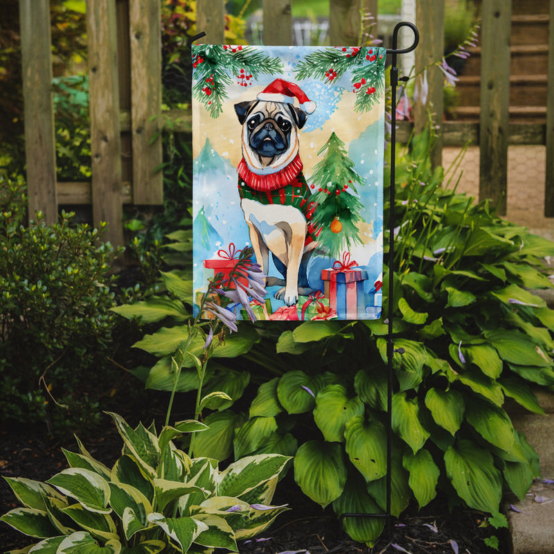 Pug Christmas Garden Flag