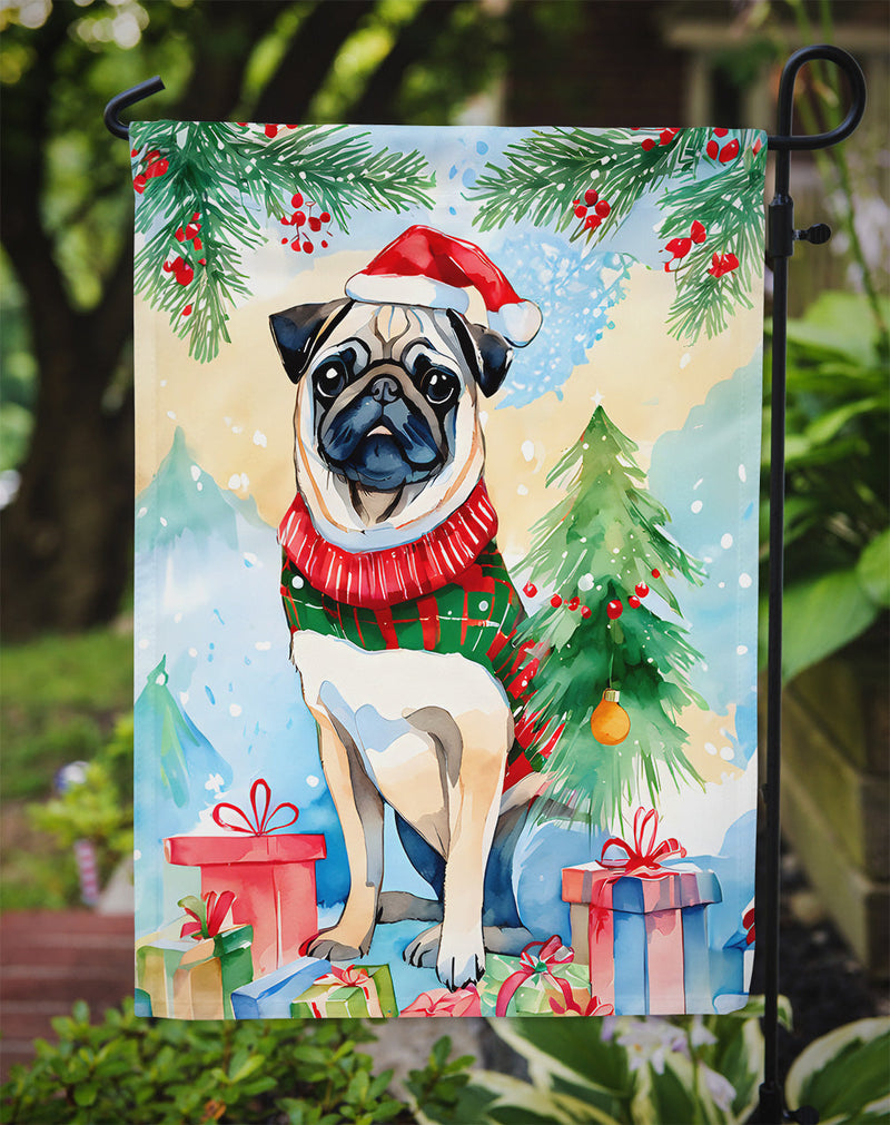 Pug Christmas Garden Flag