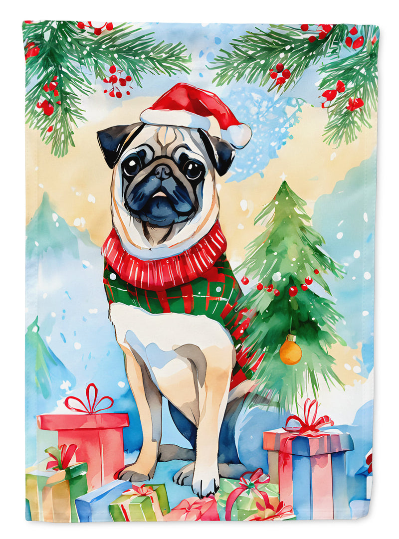 Pug Christmas Garden Flag