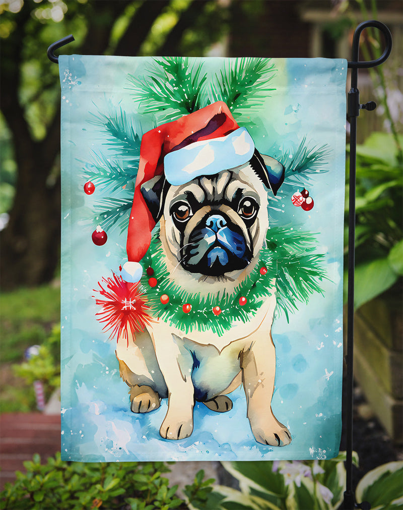 Pug Christmas Garden Flag