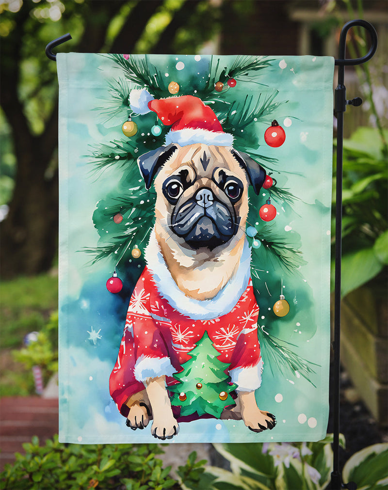 Pug Christmas Garden Flag