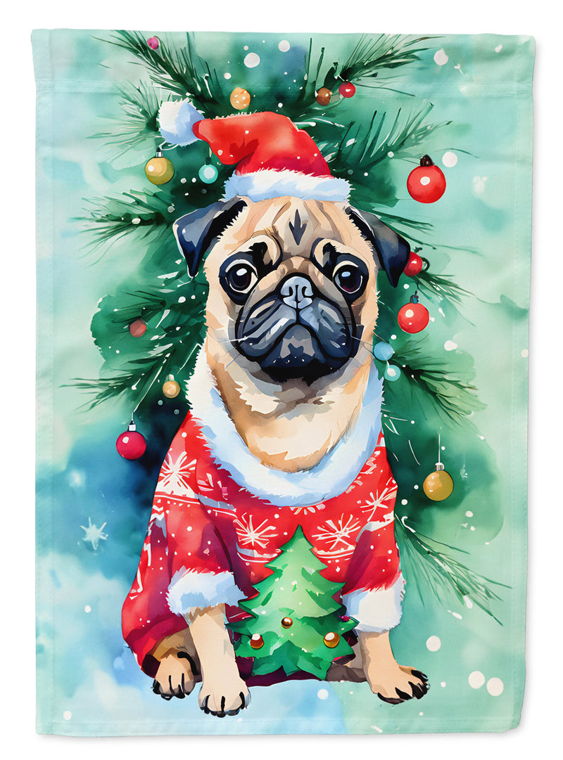 Pug Christmas Garden Flag