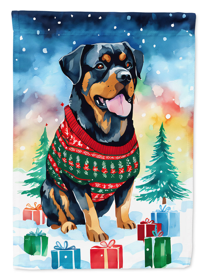 Rottweiler Christmas House Flag