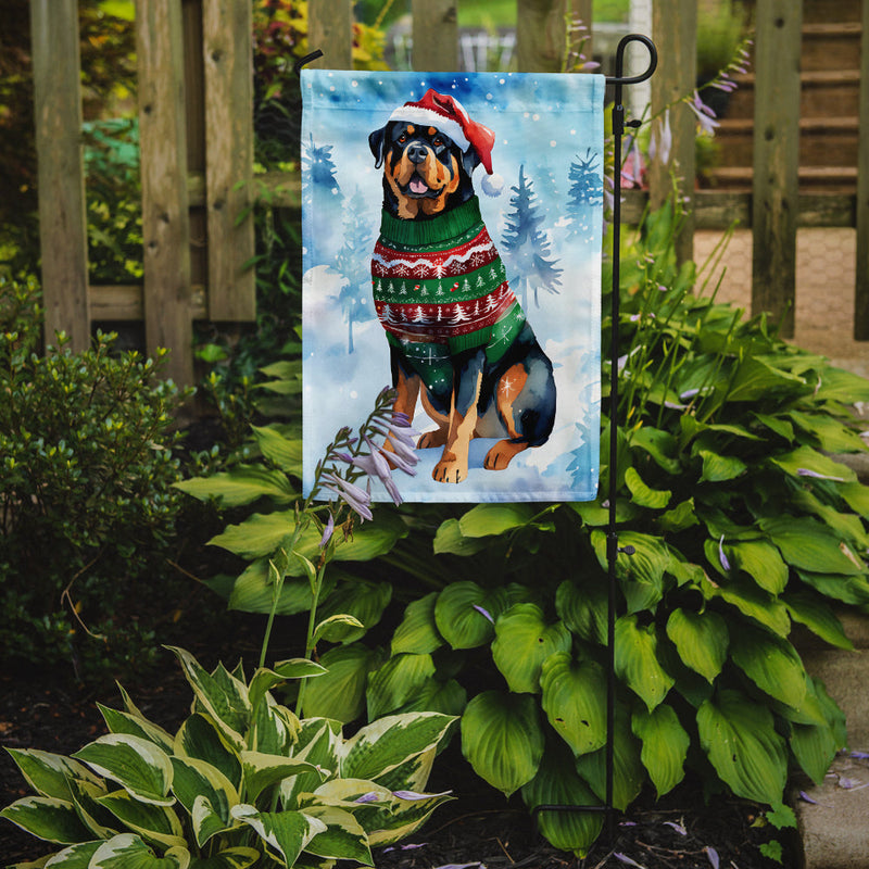 Rottweiler Christmas Garden Flag