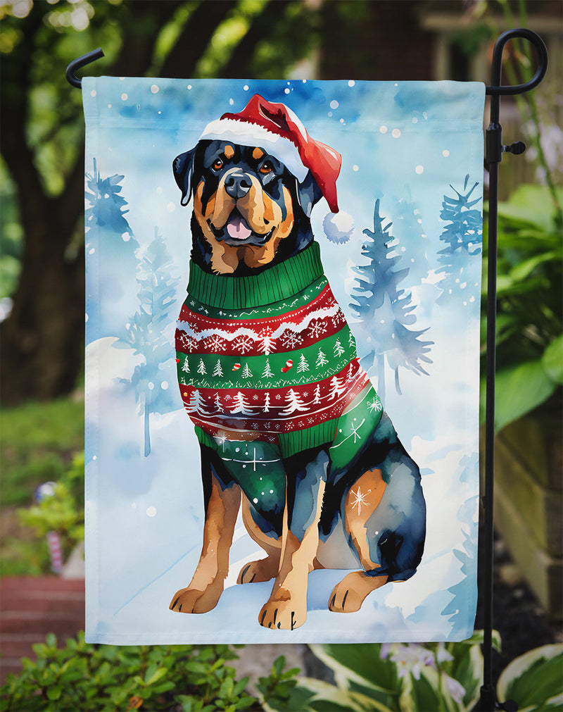 Rottweiler Christmas Garden Flag