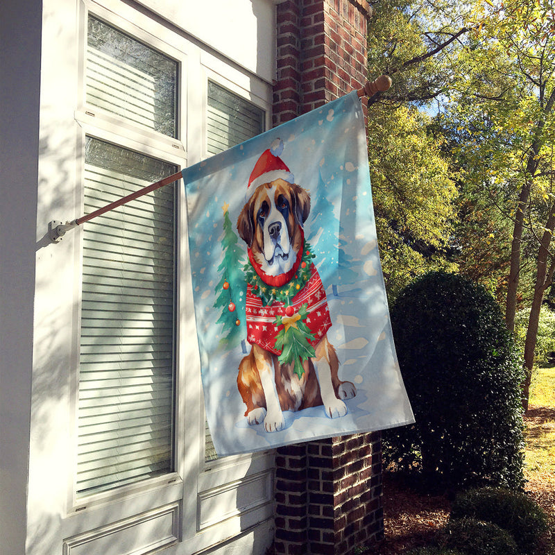 Saint Bernard Christmas House Flag