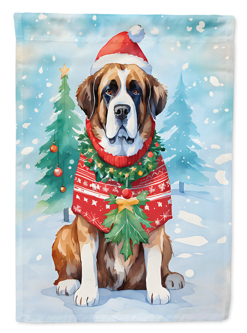 Saint Bernard Christmas House Flag