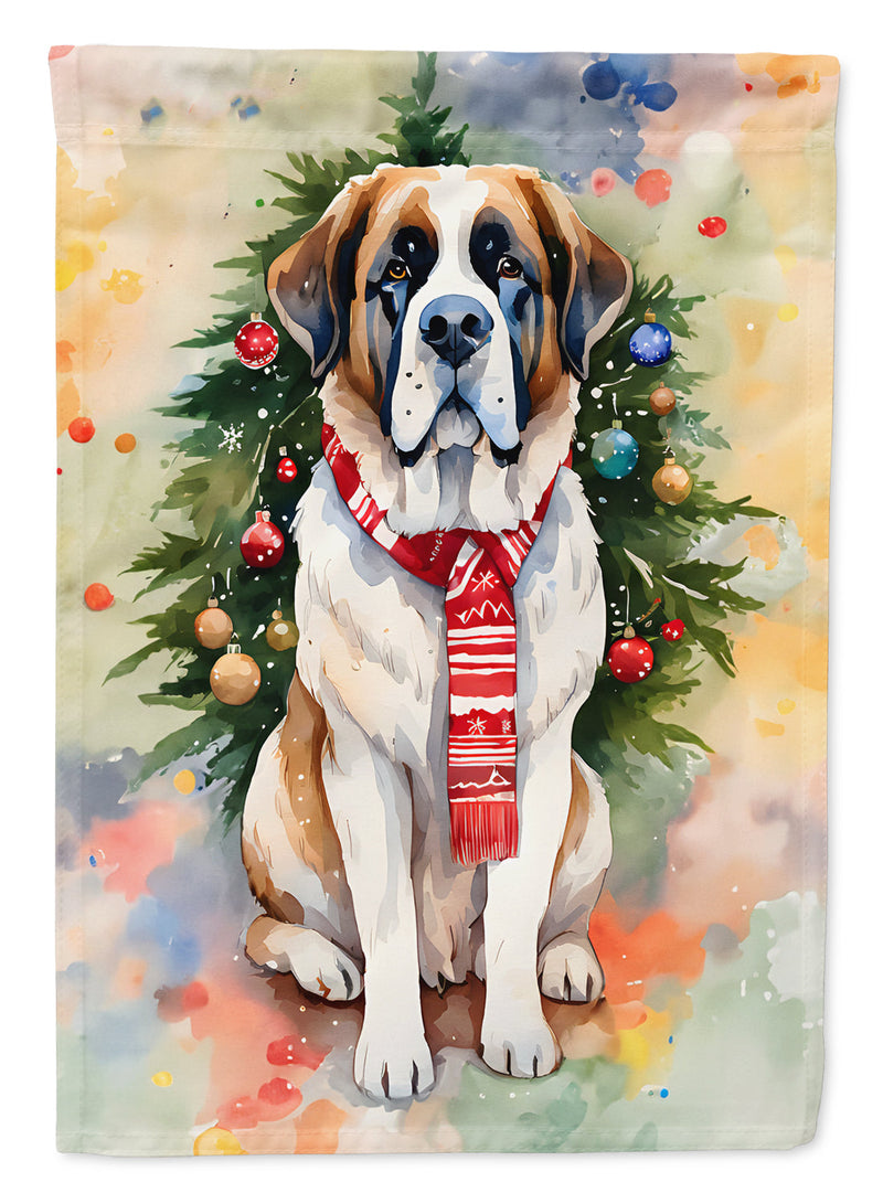 Saint Bernard Christmas House Flag