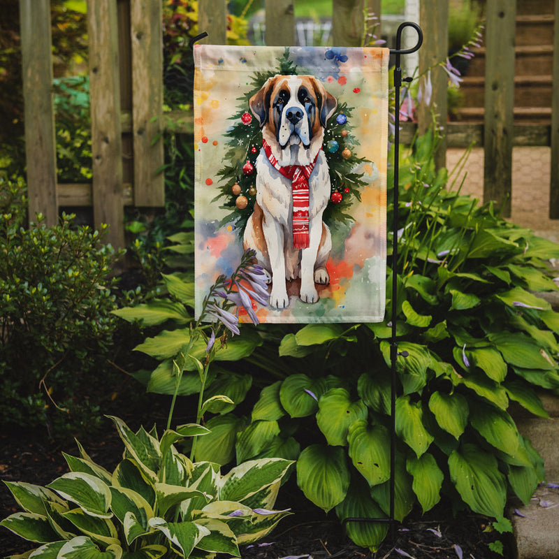 Saint Bernard Christmas Garden Flag