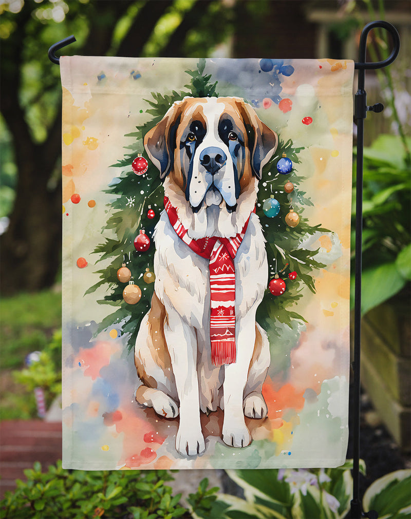 Saint Bernard Christmas Garden Flag