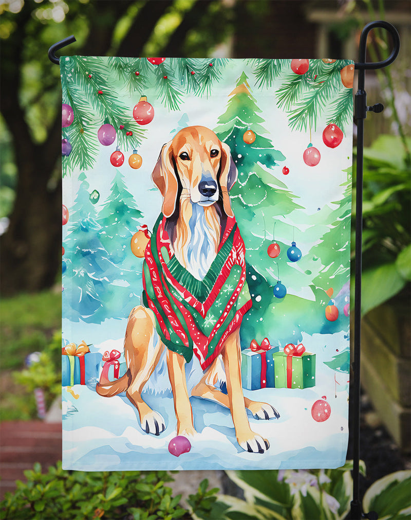 Saluki Christmas Garden Flag