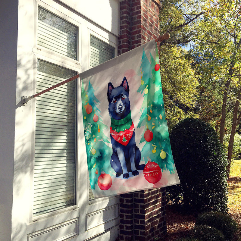 Schipperke Christmas House Flag