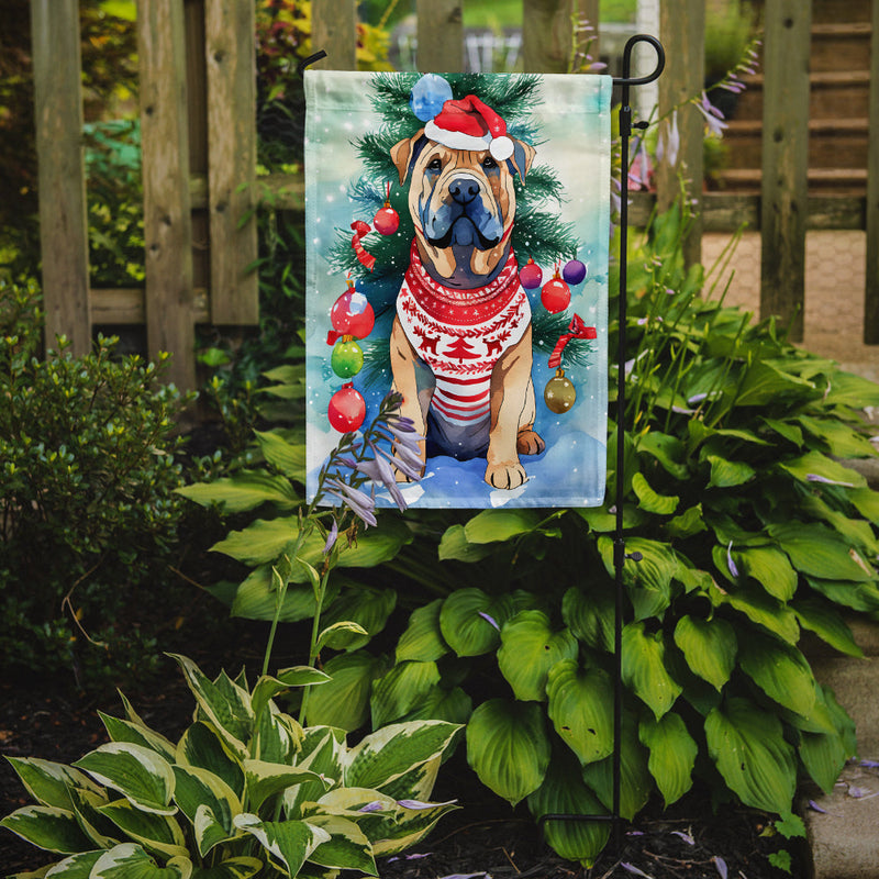 Shar Pei Christmas Garden Flag