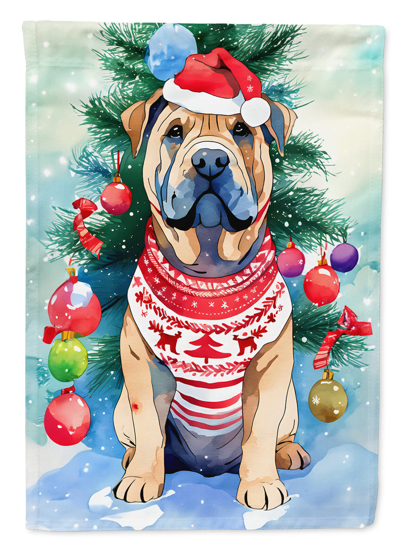 Shar Pei Christmas Garden Flag